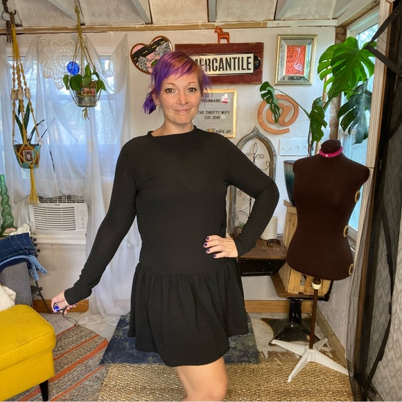 PrettyLittleThing Semi Sheer All Black Long Sleeve Ruffle Dress Size 4 Small - Picture 15 of 17